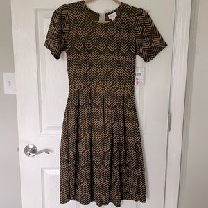 Black and Gold Lularoe Amelia Dress NWT